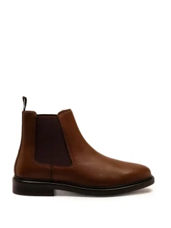 Off The Hook Brown Torrance Leather Slip On Chelsea Boots