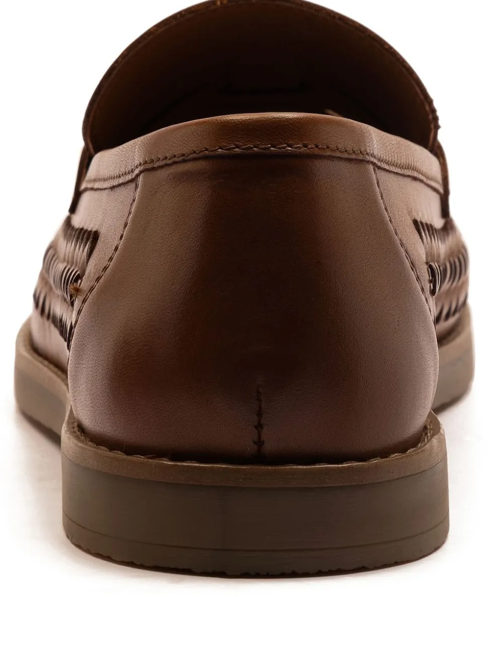 Off The Hook Dark Brown Tiger Tassel Suede Leather Slip-On Loafers with Woven Detail