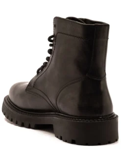 Off The Hook Grey Donnie Leather Lace-Up Combat Ankle Boots