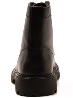 Off The Hook Grey Donnie Leather Lace-Up Combat Ankle Boots