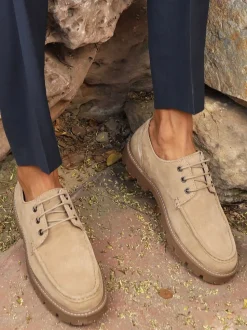 Off The Hook Light Brown Harvey Suede Leather Casual Lace-Up Boat Shoes