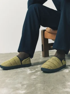 Olive Codura Quilted Slippers