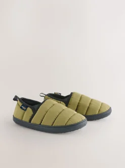Olive Codura Quilted Slippers