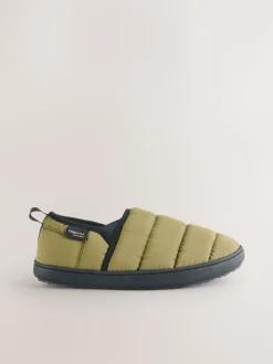 Olive Codura Quilted Slippers