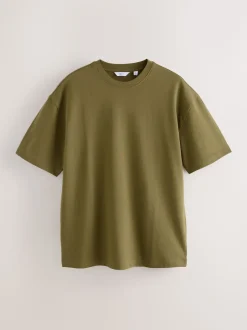 Olive Green /Ice Grey/Orange Rust Relaxed Fit Heavyweight T-Shirts 3 Pack