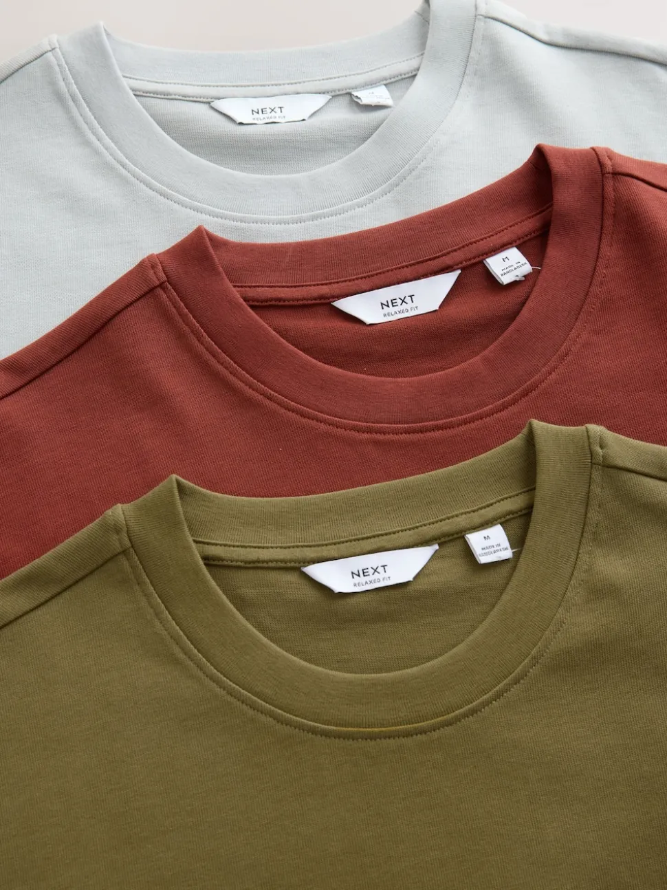Olive Green /Ice Grey/Orange Rust Relaxed Fit Heavyweight T-Shirts 3 Pack