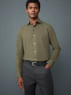 Olive Green Long Sleeve Soft Touch Smart Shirt