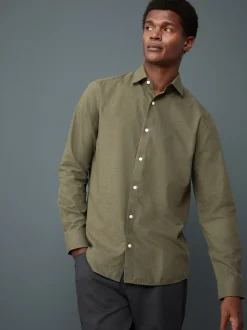 Olive Green Long Sleeve Soft Touch Smart Shirt
