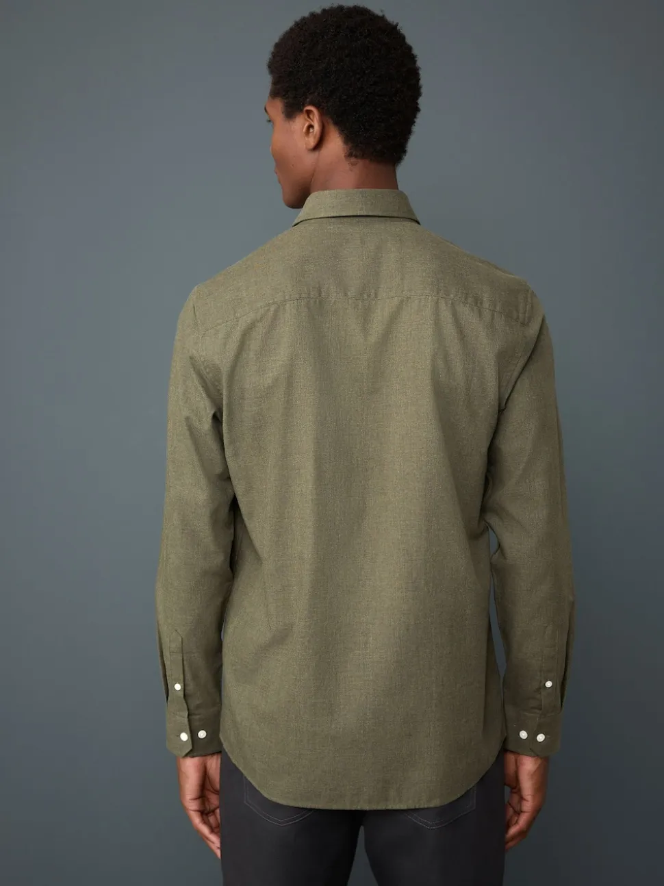 Olive Green Long Sleeve Soft Touch Smart Shirt
