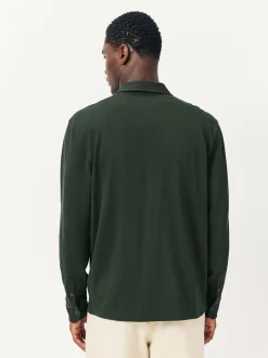 Olive Green Pique Jersey Long Sleeve Over Shirt