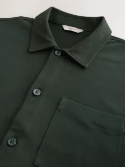 Olive Green Pique Jersey Long Sleeve Over Shirt