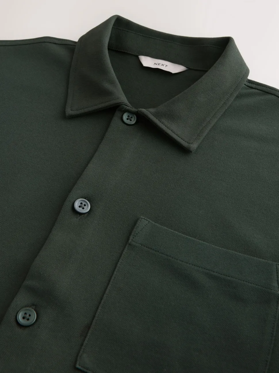 Olive Green Pique Jersey Long Sleeve Over Shirt