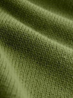 Olive Green Regular Fit Cotton Rich Cable Quarter Zip Neck Jumper