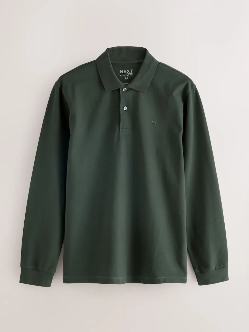 Olive Green Regular Fit Long Sleeve Pique Polo Shirt