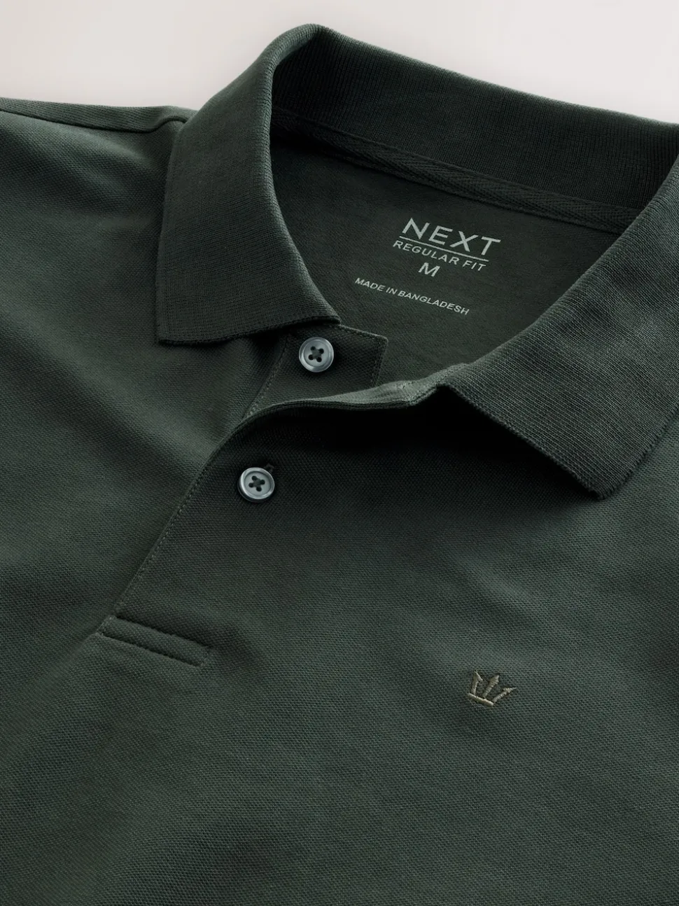 Olive Green Regular Fit Long Sleeve Pique Polo Shirt