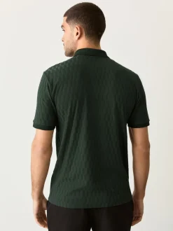 Olive Green Regular Fit N.Premium Smart Jaquard Polo Shirt