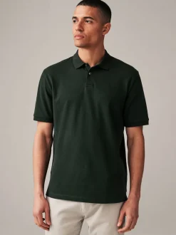 Olive Green Regular Fit Short Sleeve Pique Polo Shirt
