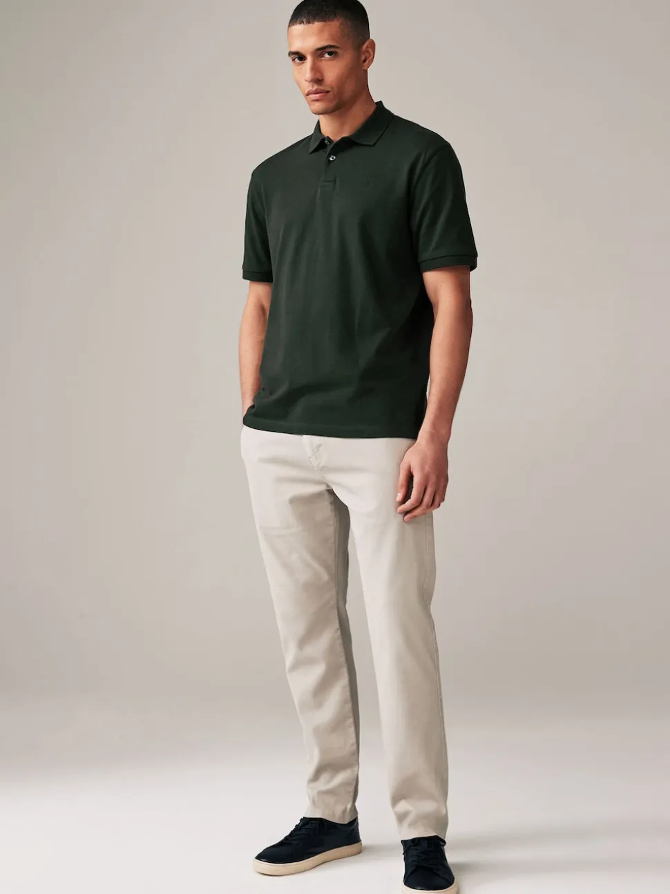 Olive Green Regular Fit Short Sleeve Pique Polo Shirt