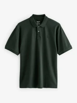 Olive Green Regular Fit Short Sleeve Pique Polo Shirt
