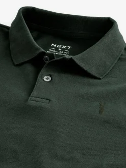 Olive Green Regular Fit Short Sleeve Pique Polo Shirt