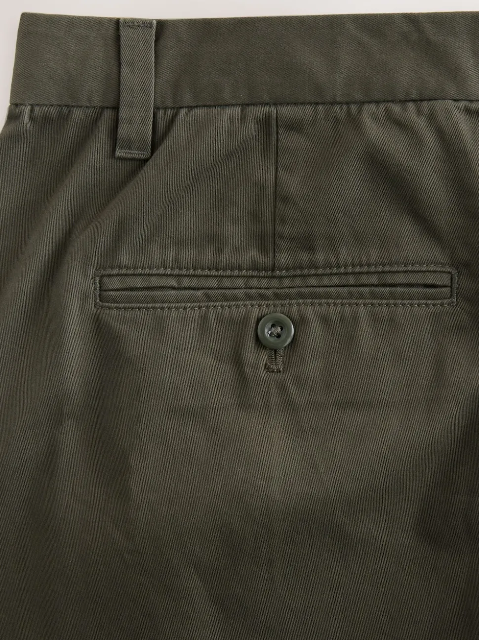 Olive Green Regular Tapered Fit Single Pleated Stretch Chinos Trousers