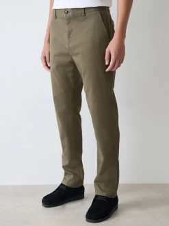 Olive Green Slim Fit Stretch Chinos Trousers