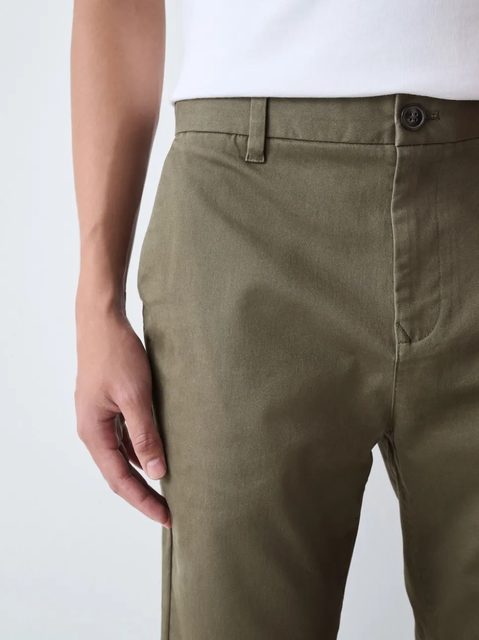 Olive Green Slim Fit Stretch Chinos Trousers