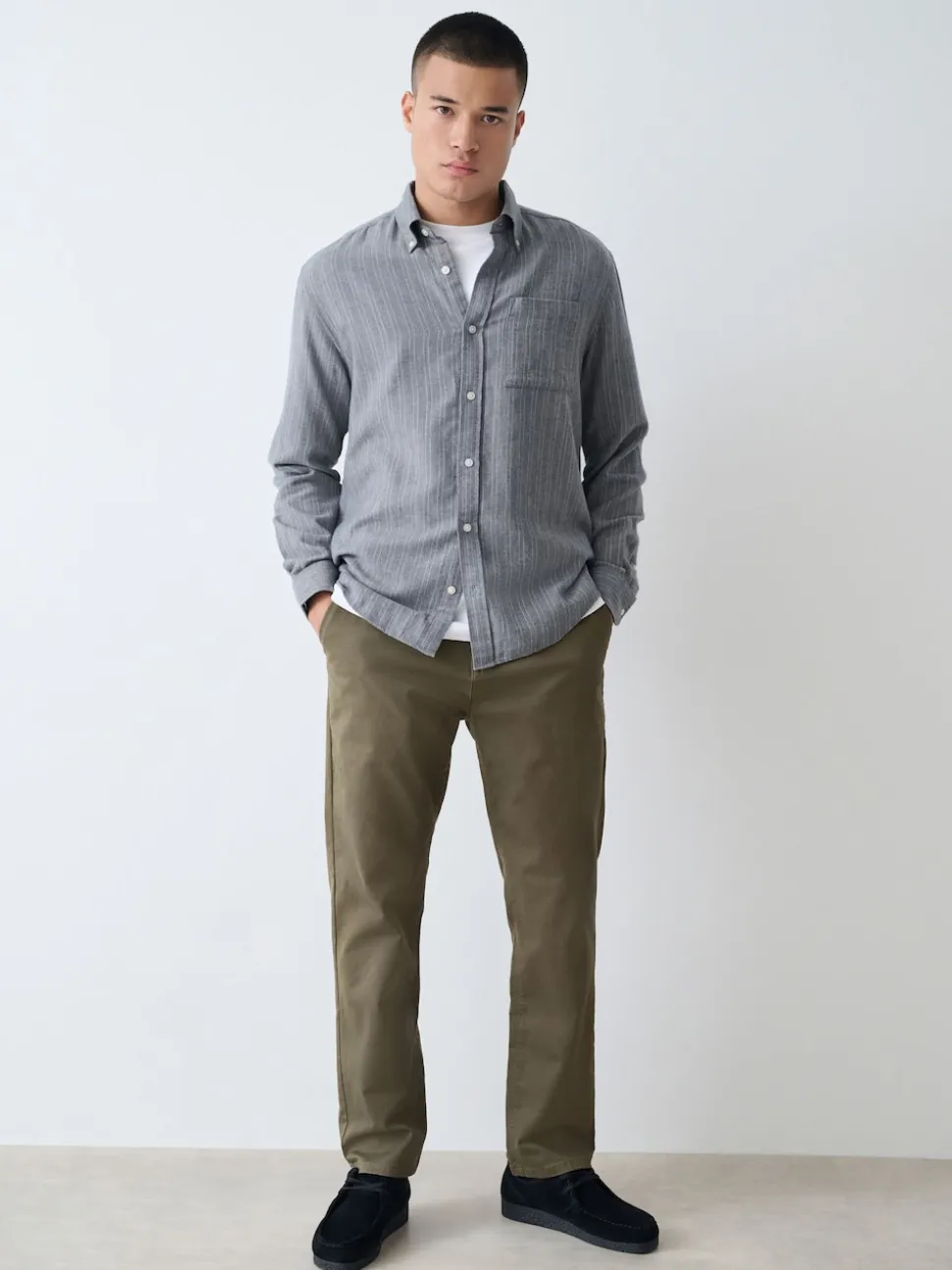 Olive Green Slim Fit Stretch Chinos Trousers
