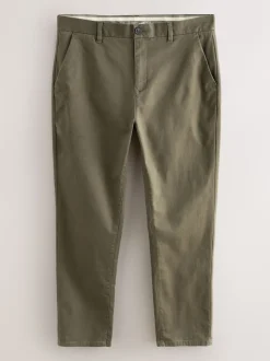 Olive Green Slim Fit Stretch Chinos Trousers