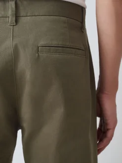 Olive Green Straight Fit Stretch Chinos Trousers