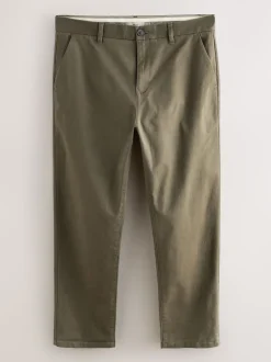 Olive Green Straight Fit Stretch Chinos Trousers