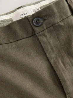 Olive Green Straight Fit Stretch Chinos Trousers