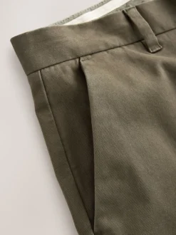 Olive Green Straight Fit Stretch Chinos Trousers