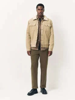 Olive Green Straight Fit Pleated Stretch Chinos Trousers With Elasticated Waist