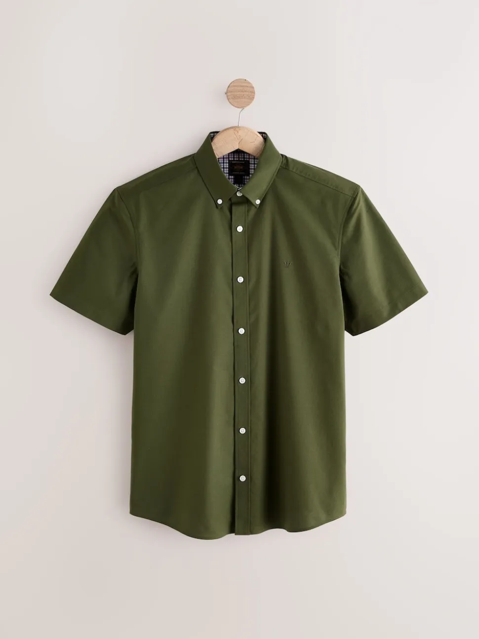 Olive Green Stretch Oxford Short Sleeve Shirt