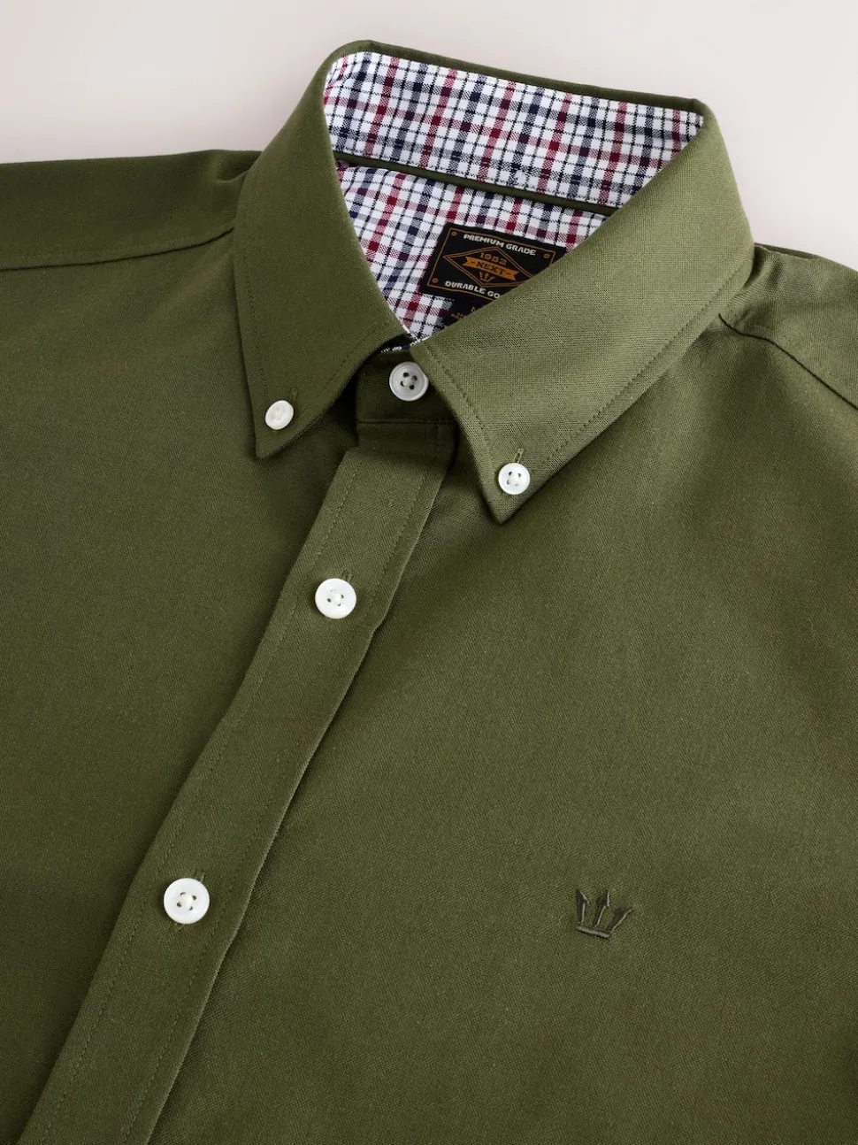 Olive Green Stretch Oxford Short Sleeve Shirt