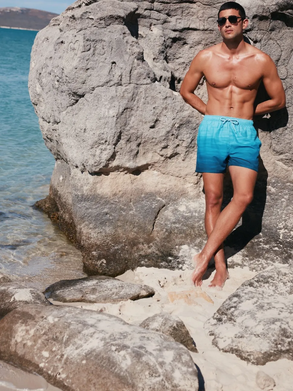 Ombre Blue Printed Swim Shorts