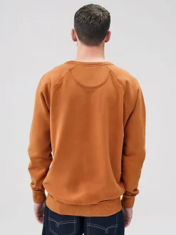 Orange Crew Sweatshirt Heavyweight Garment Washed