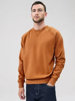 Orange Crew Sweatshirt Heavyweight Garment Washed