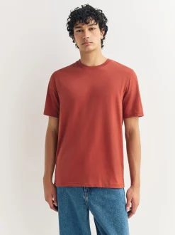 Orange Marl Regular Fit Essential Crew Neck Cotton T-Shirt