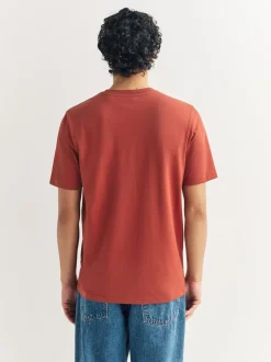 Orange Marl Regular Fit Essential Crew Neck Cotton T-Shirt