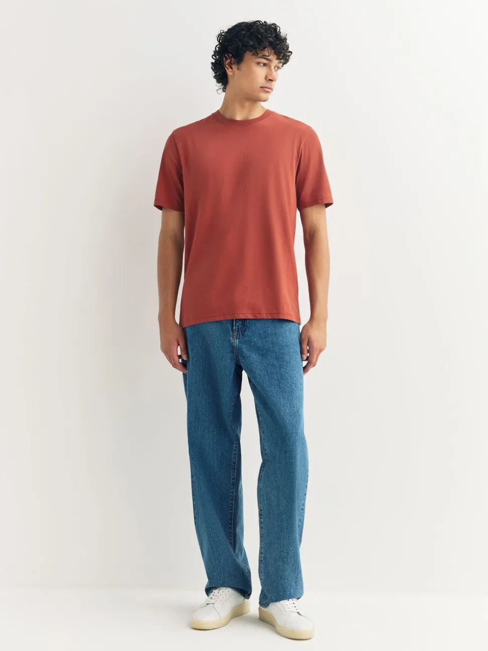 Orange Marl Regular Fit Essential Crew Neck Cotton T-Shirt