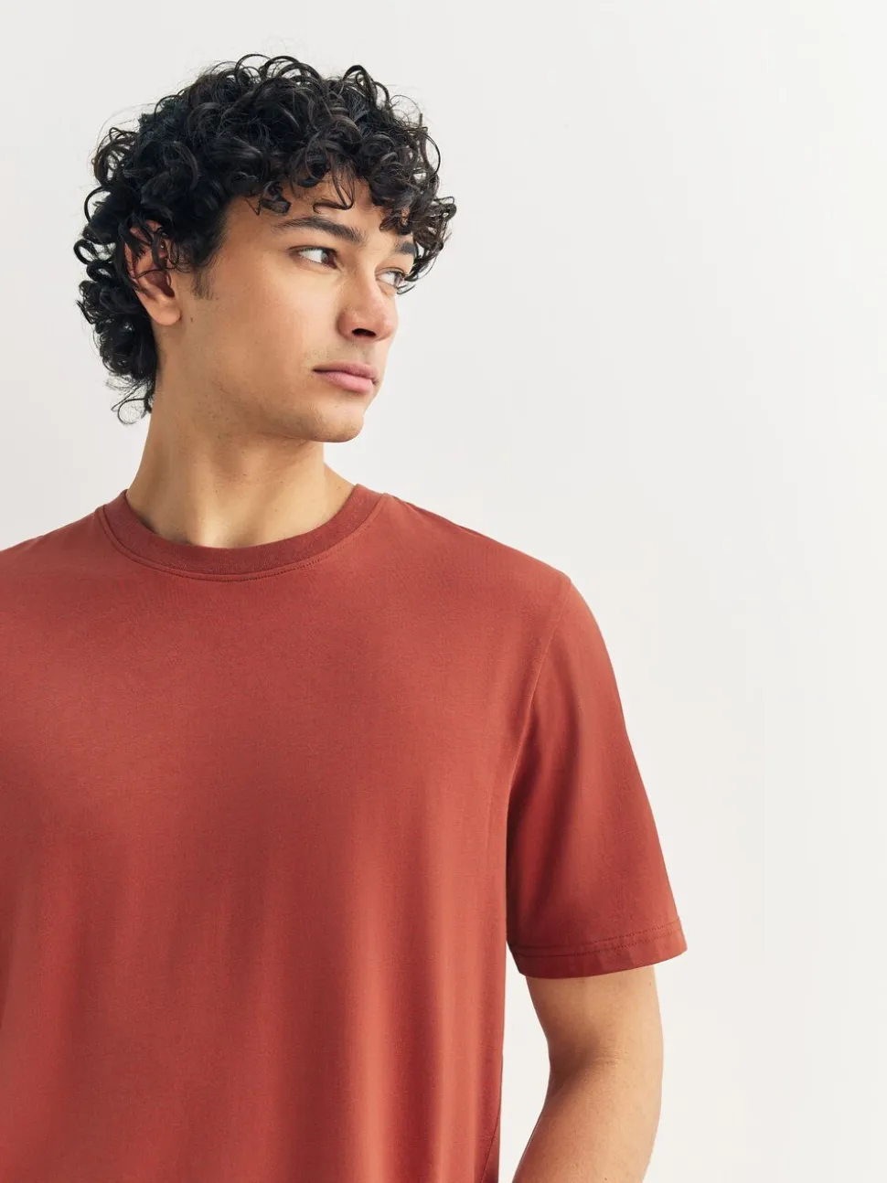 Orange Marl Regular Fit Essential Crew Neck Cotton T-Shirt