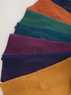 Orange/Green/Blue 8 Pack Embroidered Lasting Fresh Socks