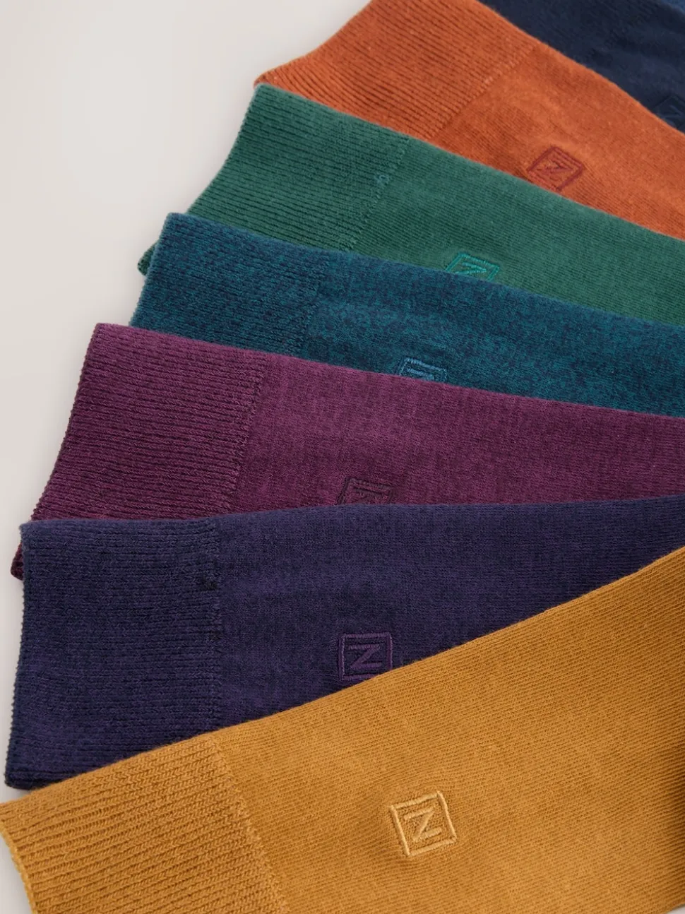 Orange/Green/Blue 8 Pack Embroidered Lasting Fresh Socks