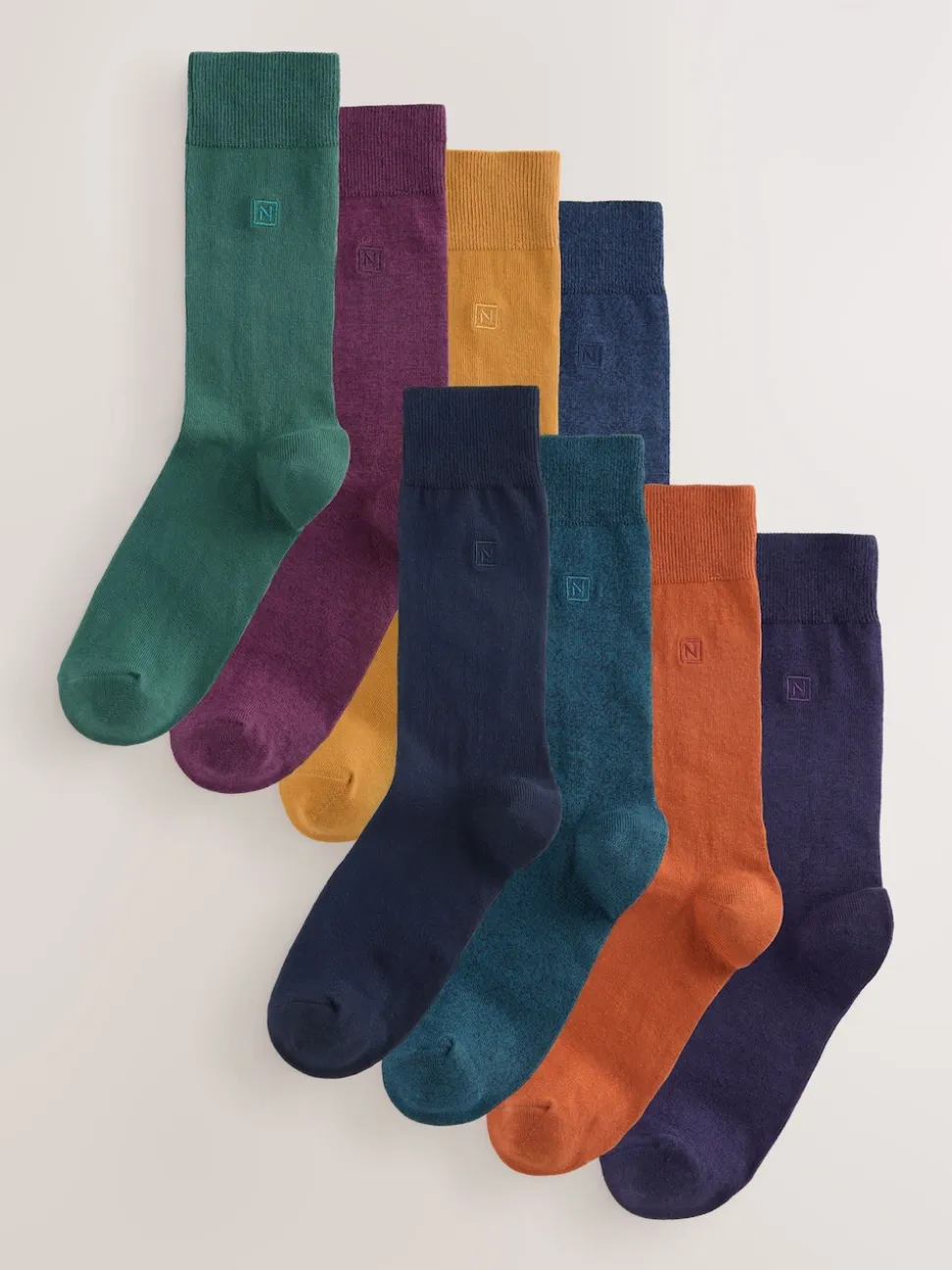 Orange/Green/Blue 8 Pack Embroidered Lasting Fresh Socks