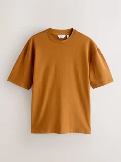 Orange/Grey/Green/Navy Blue/Red Relaxed Fit Heavyweight T-Shirts 5 Pack