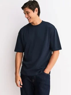 Orange/Grey/Green/Navy Blue/Red Relaxed Fit Heavyweight T-Shirts 5 Pack