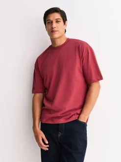 Orange/Grey/Green/Navy Blue/Red Relaxed Fit Heavyweight T-Shirts 5 Pack