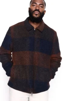 Orange/Navy Italian Fabric Buffalo Check Jacket with Wool